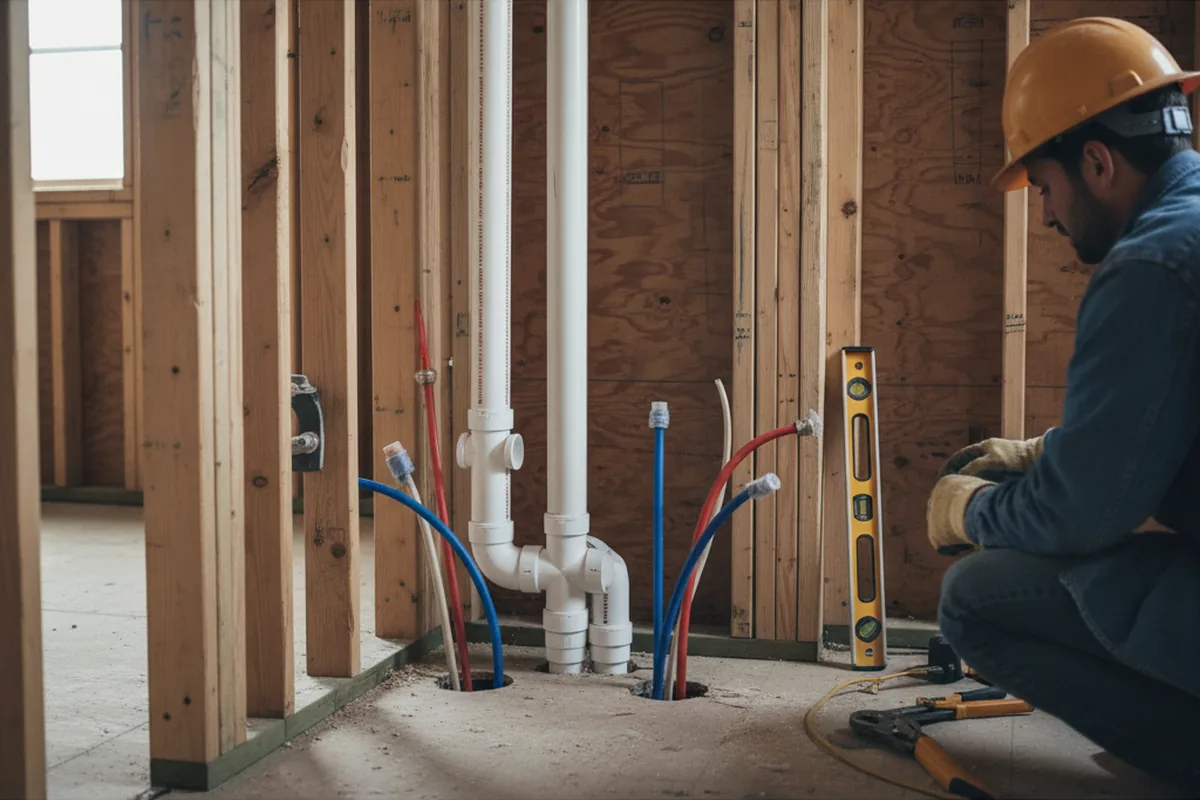 Drain and supply rough-in during Sump Pump Repair in Aledo