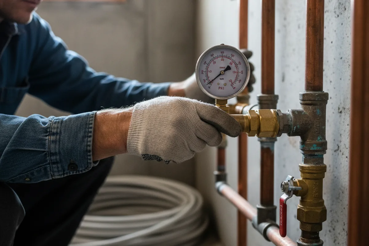 Pressure testing a repaired line during Water Line Repair in Aledo